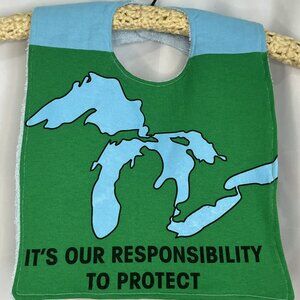 Bib for Baby or Toddler - Michigan water protection Great Lakes - Upcycled